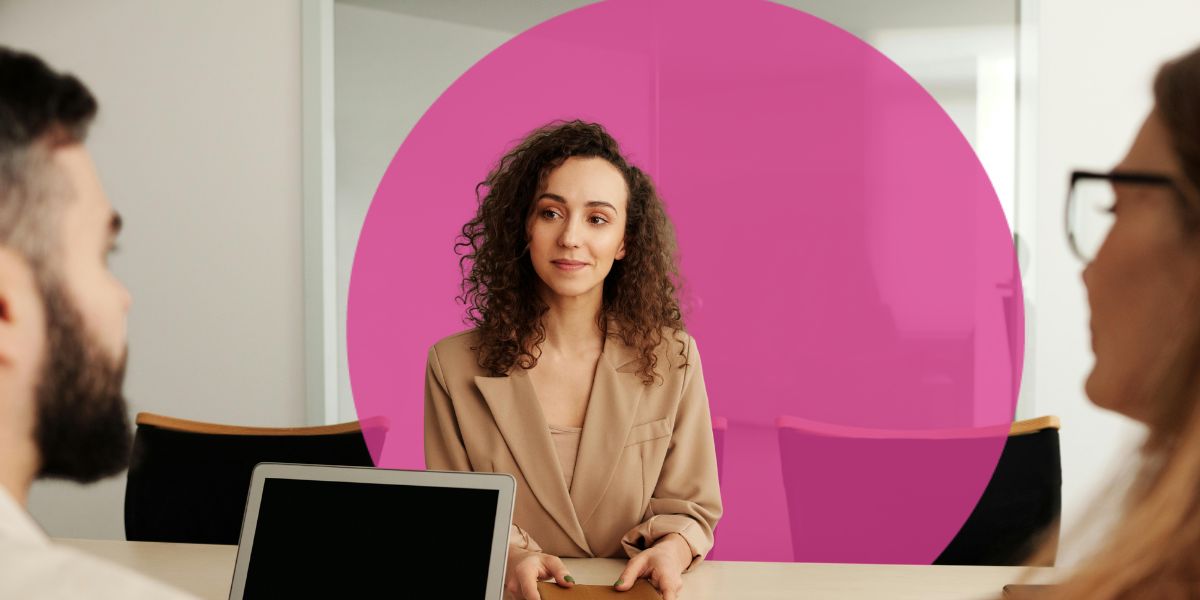 Woman being interviewed for a temporary or permanent position